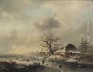 Figures Skating On A Frozen Waterway