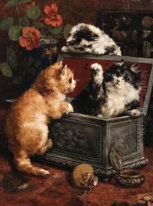 Mischievous Kittens by Charles van den Eycken