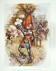 Edward the Black Prince at the Battle of Crecy in 1346 by Joseph Finnemore