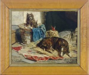 Dogs At Rest by Charles van den Eycken