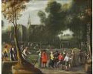 Scene De Village Aux Danseurs