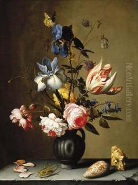 Irises, Roses, Columbine - view 1