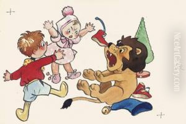 Noddy Rescuing A Doll From Being Attacked By A Lion - view 1