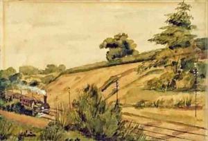 Landscape with Train by Edward W. Fitch