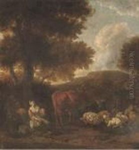 A Wooded Landscape With Herdsmen by Harmenszoon van Rijn Rembrandt
