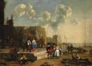 A Capriccio Of A Mediterranean Harbour by Harmenszoon van Rijn Rembrandt