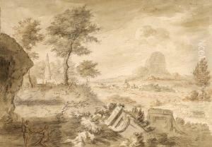 Italienische Ruinenlandschaft by Adriaen Van Der Kabel