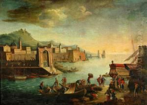 Hamnvy Vid Medelhavet by Adriaen Van Der Kabel