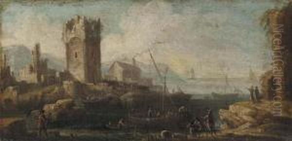 A Mediterranean Scene With Boats In An Estuary - view 1