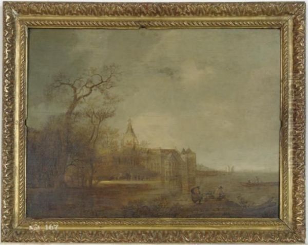 A Church By A Village On A Riverbank - view 1