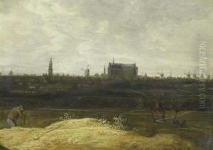 View Of Leiden With Pieterskerck.
