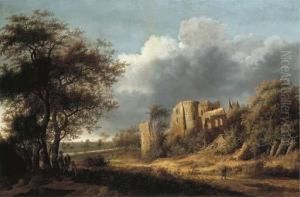 A Landscape With The Ruined Castle Of Egmond, A River Beyond