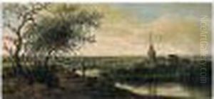 A Village By A River by Anthony Jansz. Van Der Croos