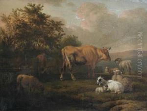 Cattle And Sheep In A Landscape - view 1