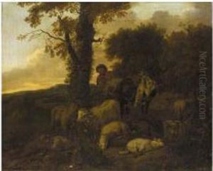 Landscape With A Shepherd And His Flock by Jacob Van Der Does I