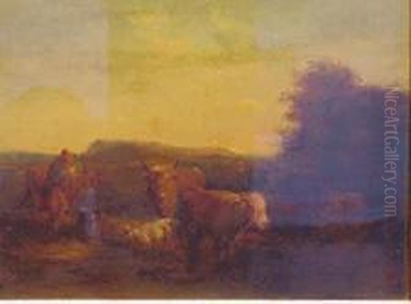 Drover In A Landscape With Cattle And A Goat - view 1