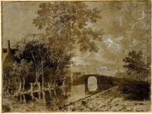 A Canal Scene By Moonlight by Joris Abrahamsz Van Der Haagen