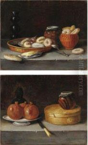 Natura Morta Con Melograni, Scatola Di Dolci E Un Coltello