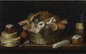 Table-top With Basket And Boxes Of Sweets