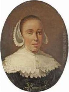 Portrait Of A Young Lady,
Bust-length, In A Black Dress With Whitelace Collar And Headpiece by Bartholomeus Van Der Helst