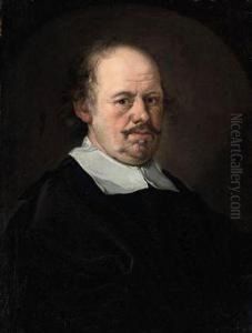 Portrait Of A Gentleman, 
Bust-length, In A Black Doublet Andmantle, And A Clerical Collar, In A 
Feigned Oval