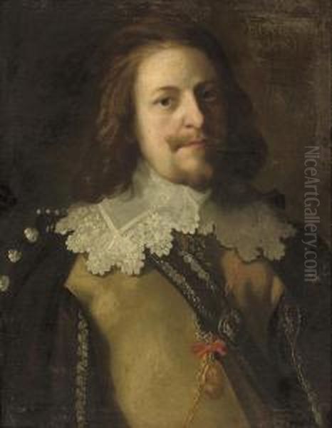 Portrait Of An Officer, Half-length, In A Buff Coat And Lacecollar - view 1