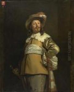 Portrait Von Joachim Rendorp (1608 - 1678), Als Fahnentrager Der Schutzengesellschaft. by Bartholomeus Van Der Helst