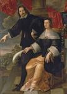 Portrait Of A Gentleman And A Lady Seated, Full-length by Bartholomeus Van Der Helst