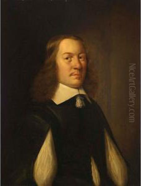 A Portrait Of A Gentleman, Bust Length, Wearing A Black Coat And White Chemise - view 1