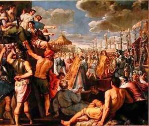 Pope Alexander III Blesses Doge Sebastiano Ziani as he Prepares to Leave to Fight Emperor Barbarossa Pope Alexander III Blesses Doge Sebastiano Ziani as he Prepares to Leave to Fight Emperor Barbarossa