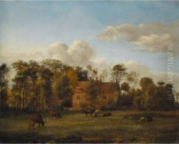 Landscape With Cattle Grazing In
An Open Field Before A Manor House A Milkmaid
At Work - view 1