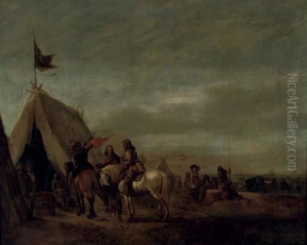 Cavalry Resting At An Encampment, A Town Beyond - view 1