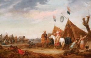 Cavalry Resting At An Encampment by Abraham van der Hoef