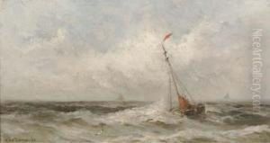 Sailing Vessel On Open Water by Gerard Van Der Laan