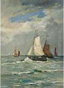 Boats Sailing On The Sea by Gerard Van Der Laan