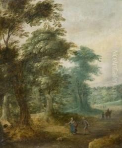 Couple De Promeneurs Sur Un Chemin En Bordure De Foret