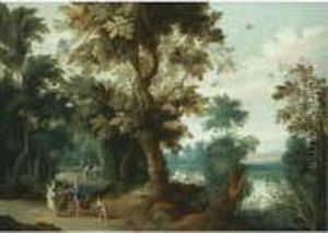 Wooded River Landscape With A Fortune Teller