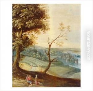 Paysage Boise Avec Un Promeneur Et Son Chien