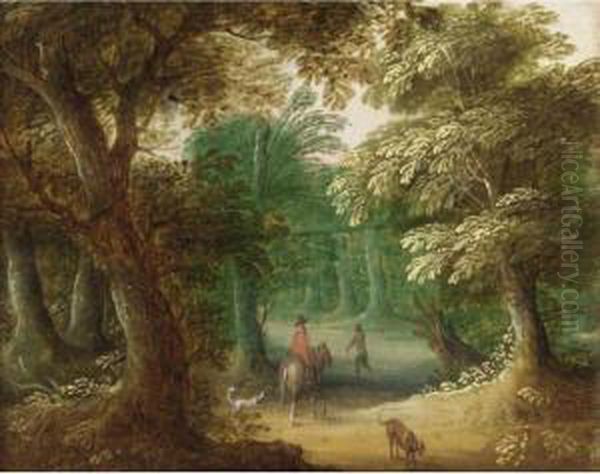 Wooded Landscape With A Horseman On A Path - view 1