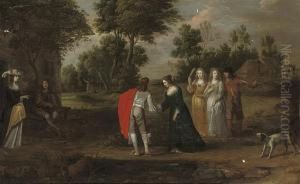 A Wooded Landscape With Elegant Company Courting by Christoffel Jacobsz van der Lamen