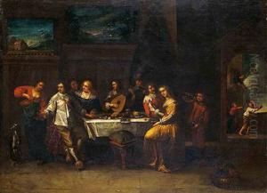 Banquete De Soldados Y Cortesanas by Christoffel Jacobsz van der Lamen