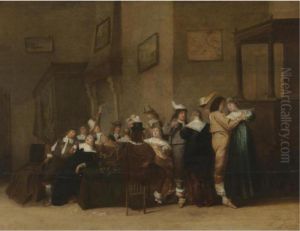 An Elegant Company Making Merry In An Interior by Christoffel Jacobsz van der Lamen