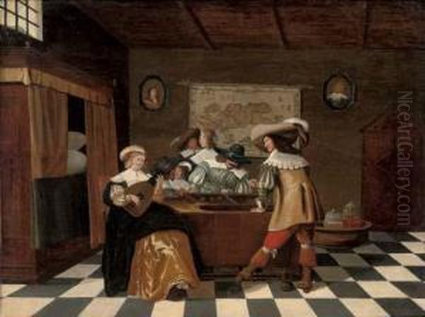 Backgammon Players At A Table - view 1