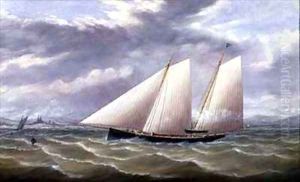 A Cutter in a Strong Wind Flying a Burgee of the Royal Thames Yacht Club