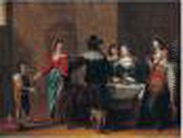 A Merry Company In An Interior - view 1
