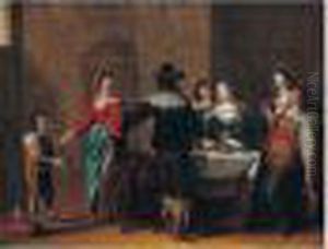A Merry Company In An Interior by Christoffel Jacobsz van der Lamen