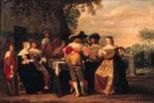 Elegant Company Merrymaking On A Terrace Elegant Company Merrymaking On A Terrace