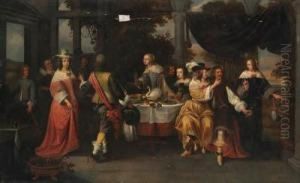 Elegant Company At A Table by Christoffel Jacobsz van der Lamen