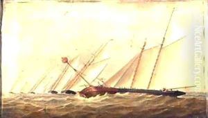 Cutters and Schooners Rounding the Mouse Lightship