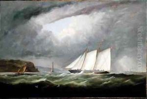 Schooner Yacht Esmeralda in Alderney Roads off Cap le Hague by Arthur Wellington Fowles